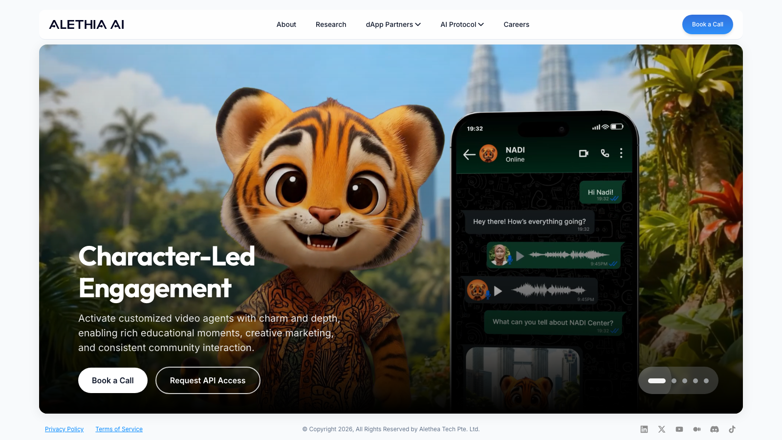Screenshot of the Alethea AI homepage.